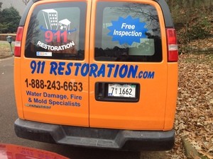 911 Restoration Long Island Truck at Job Site